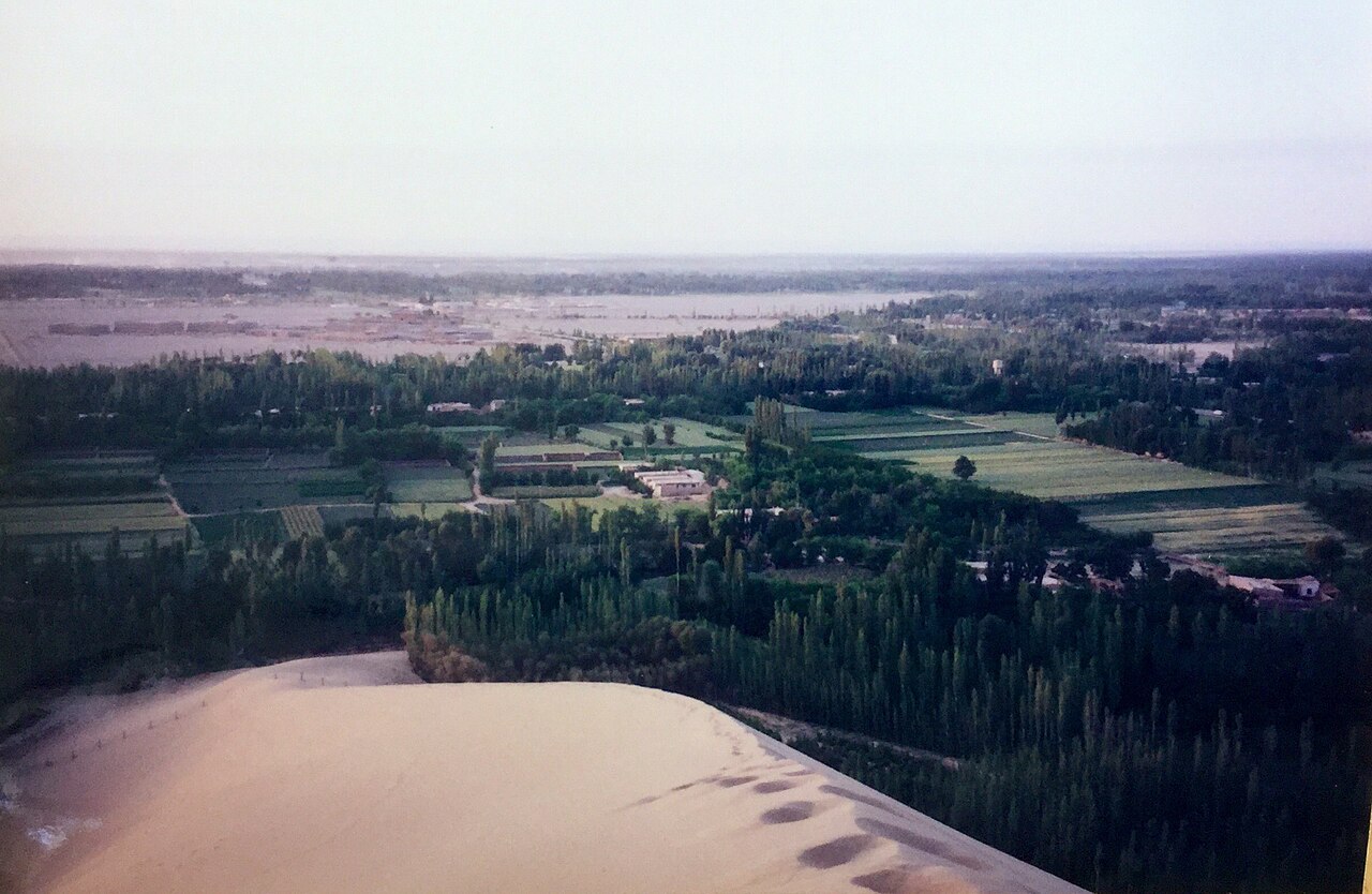 The river valley landscape around Dunhuang, Gansu